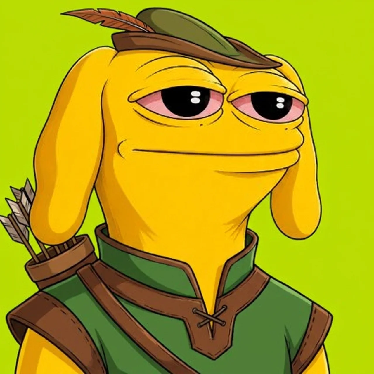 Robin Hood Andy, a noble outlaw in a green feathered cap with a quiver of arrows